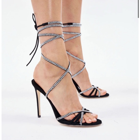 PARIS TEXAS Holly Nicole Black Diamond Lace Up Sandal - Size 41 - Picture 5 of 5